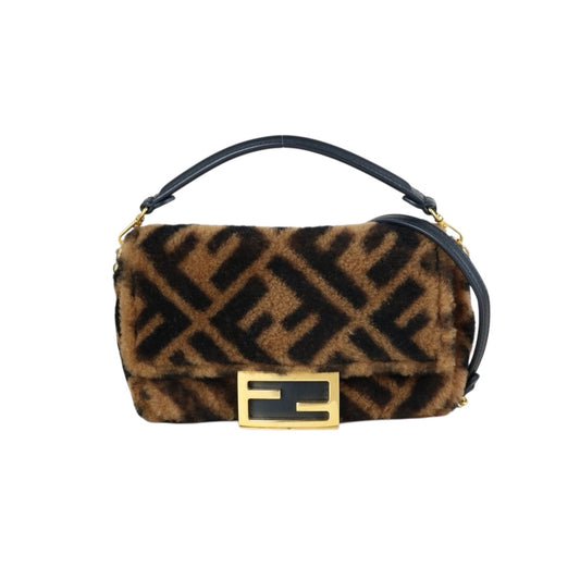 Very Good ( Rank A)｜ FENDI Zucca Mamma Baguette Sheep Skin Brown Shoulder Bag PM｜S25111302