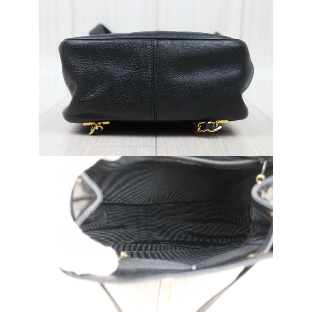 Good ( Rank AB)｜CHANEL  Caviar Skin Leather Calf Leather Backpack  Black Made in 1996-1997Year｜P25041405