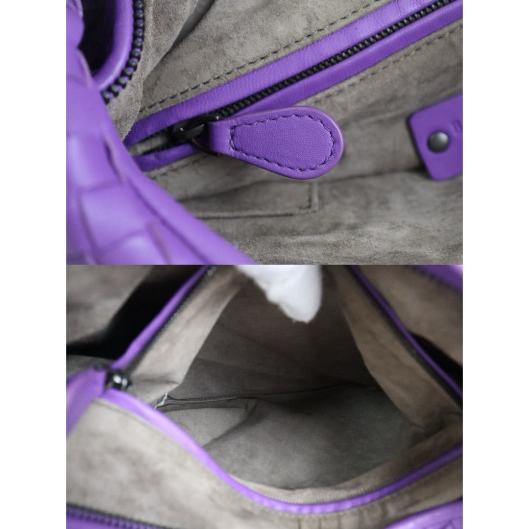 Include Entrupy Certificate of Authenticity｜Very Good ( Rank A)｜ Bottega Veneta Lamb Skin Braid Shoulder Bag  Purple｜S26051801