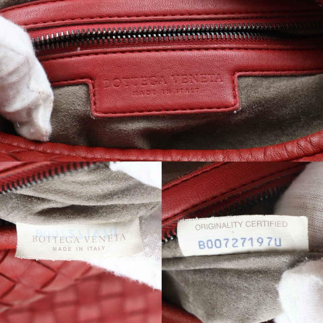 Good ( Rank AB)｜ Bottega Veneta Lamb Skin Braid Shoulder Bag Red｜V25060510