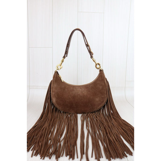 Include Entrupy Certificate of Authenticity｜Good ( Rank A) ｜CELINE Ava Fringes Strap Brown Shoulder Bag ｜X26051716