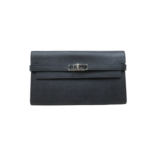 Good ( Rank AB)｜ HERMES Epsom Kelly Long Wallet Black □X Stamp Made In 2016Year｜W25110610