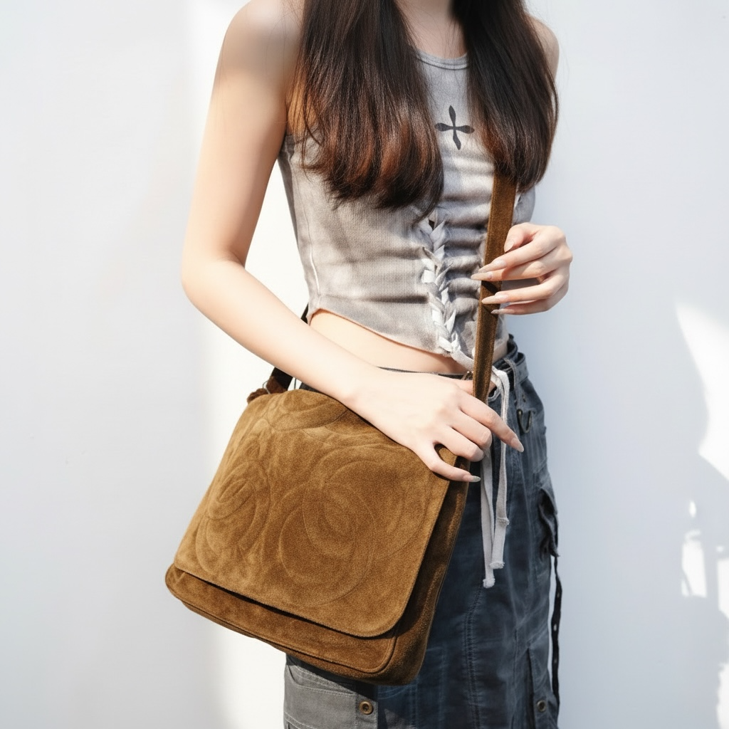 Include Entrupy Certificate of Authenticity｜Good ( Rank AB) ｜ CHANEL  Coco Mark Chammy Leather Tassel Shoulder Bag Brown Made In 1994～1996Year ｜S26032907