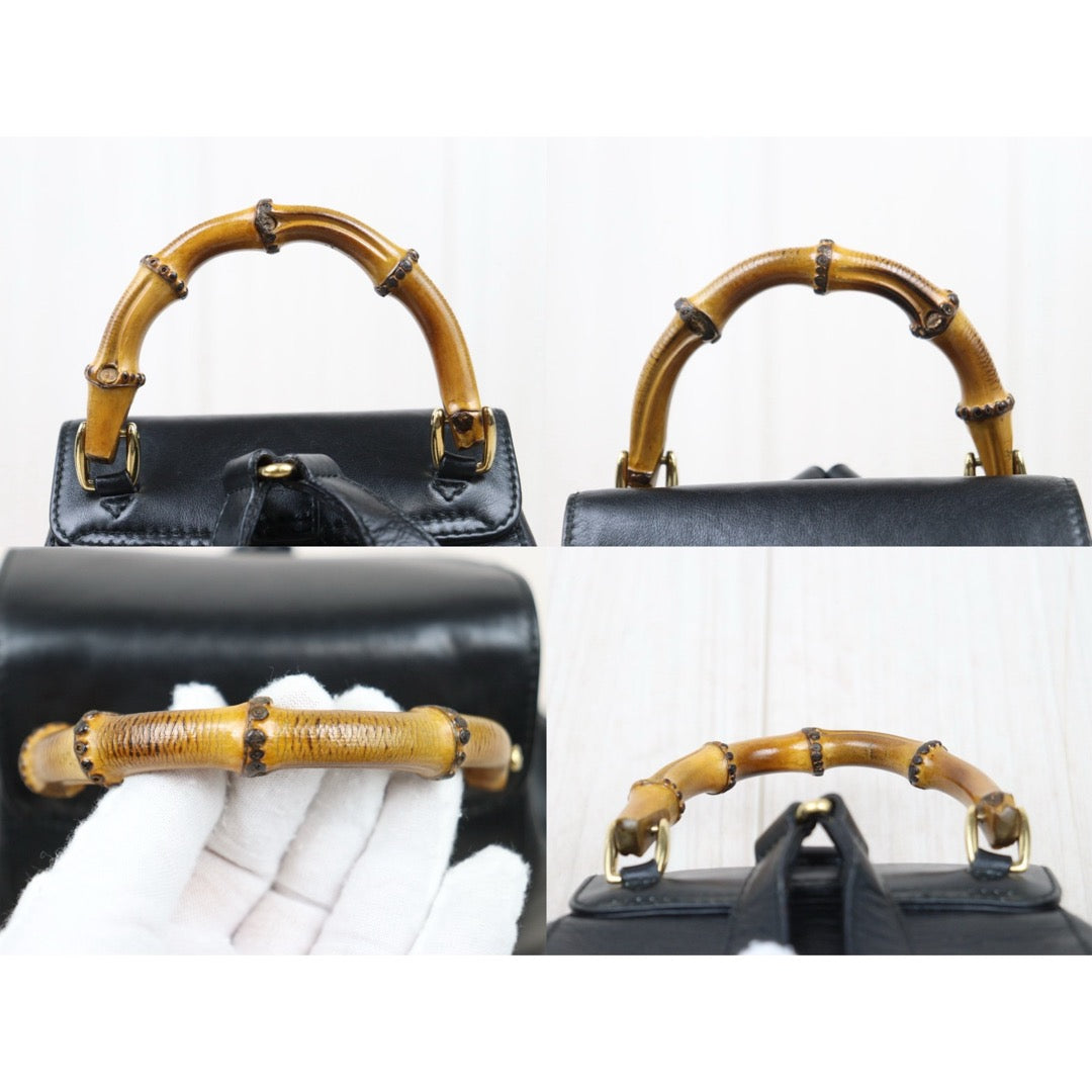 Very Good ( Rank A)｜GUCCI Bamboo Leather Mini Backpack Back｜25052906