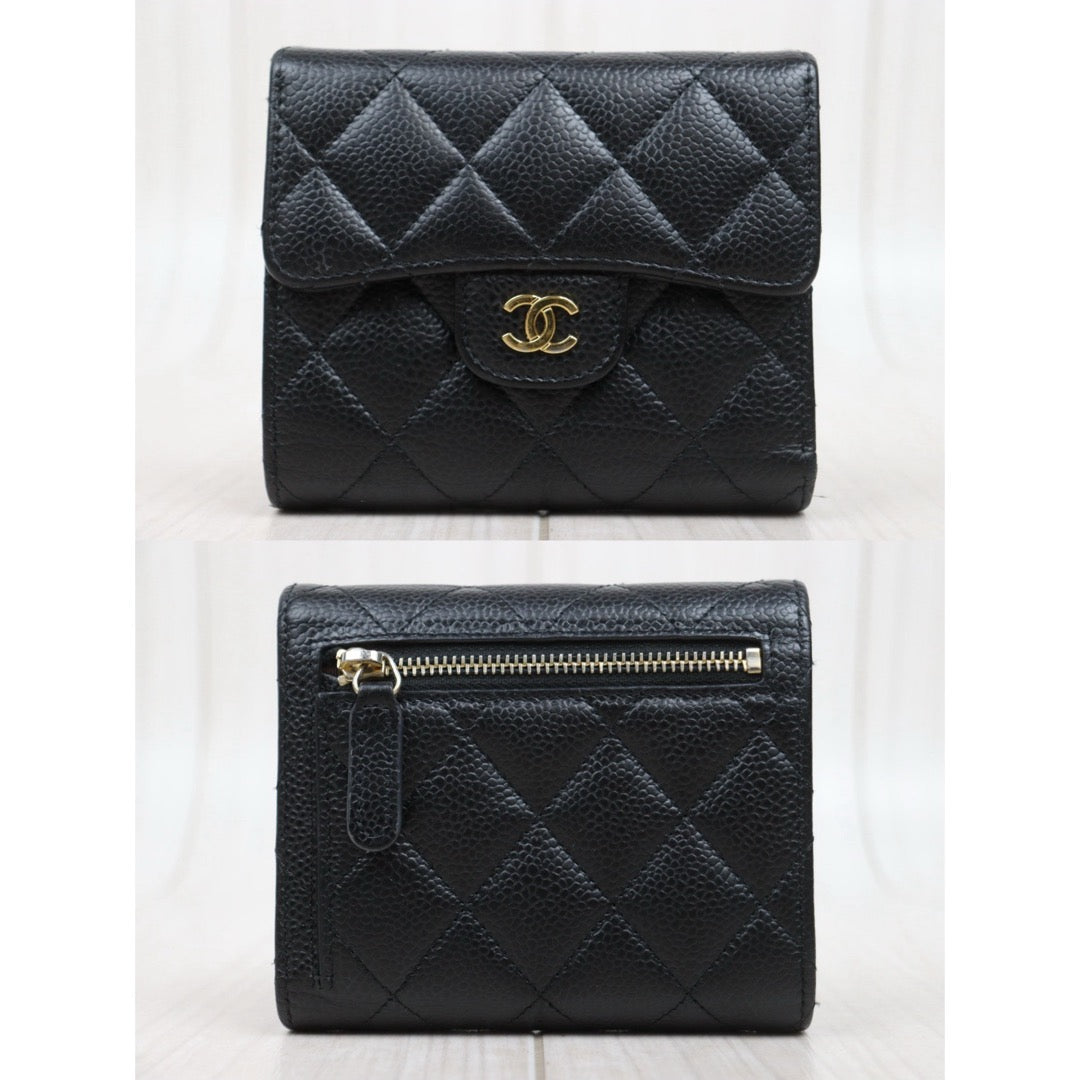 Good ( Rank AB)｜CHANEL Caviar Skin Calf Leather  Black Wallet Made In 2018-2019Year｜V25112103