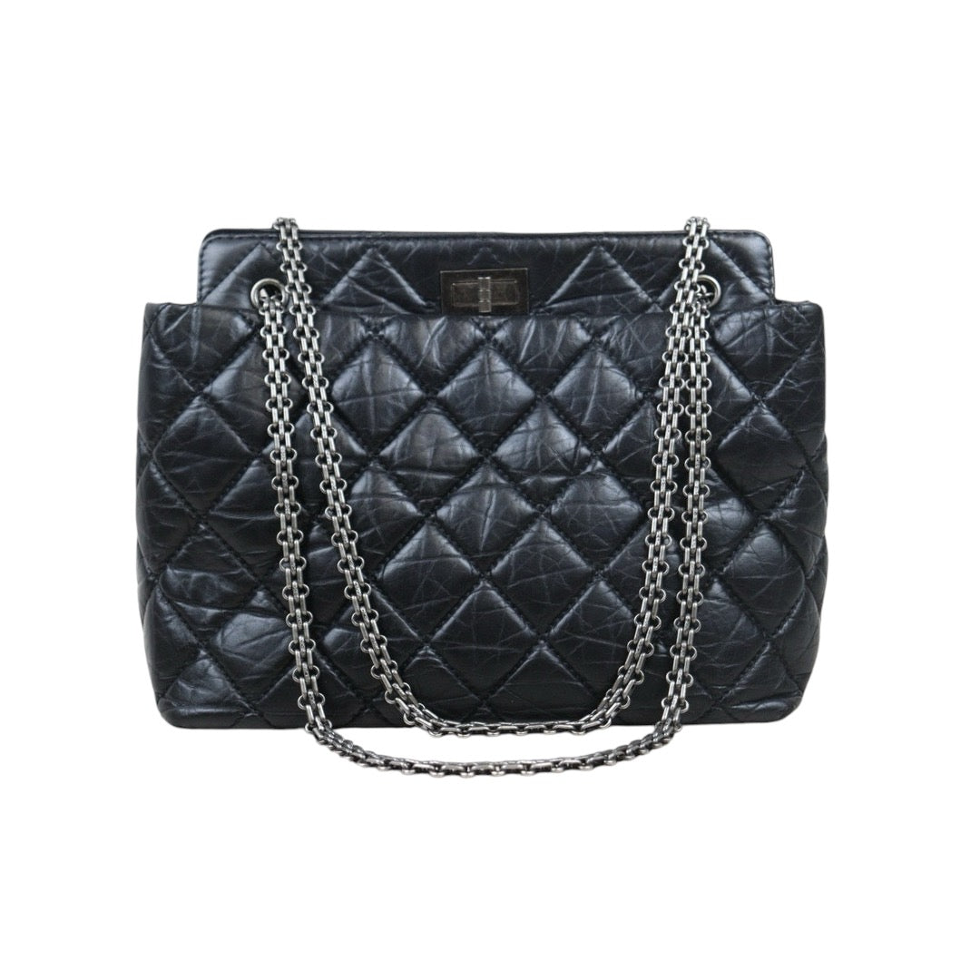 Very Good ( Rank A) ｜ CHANEL 2.55 Matelasse Small Black Chain Tote Bag Made in 2012-2013 Year｜S24101309