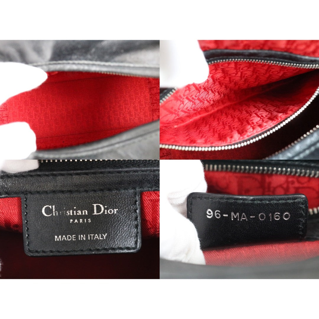 Very Good ( Rank A) ｜  Dior Lady Dior Lamb Skin 2WAY Handbag Shoulder Bag  Black  ｜S25121402