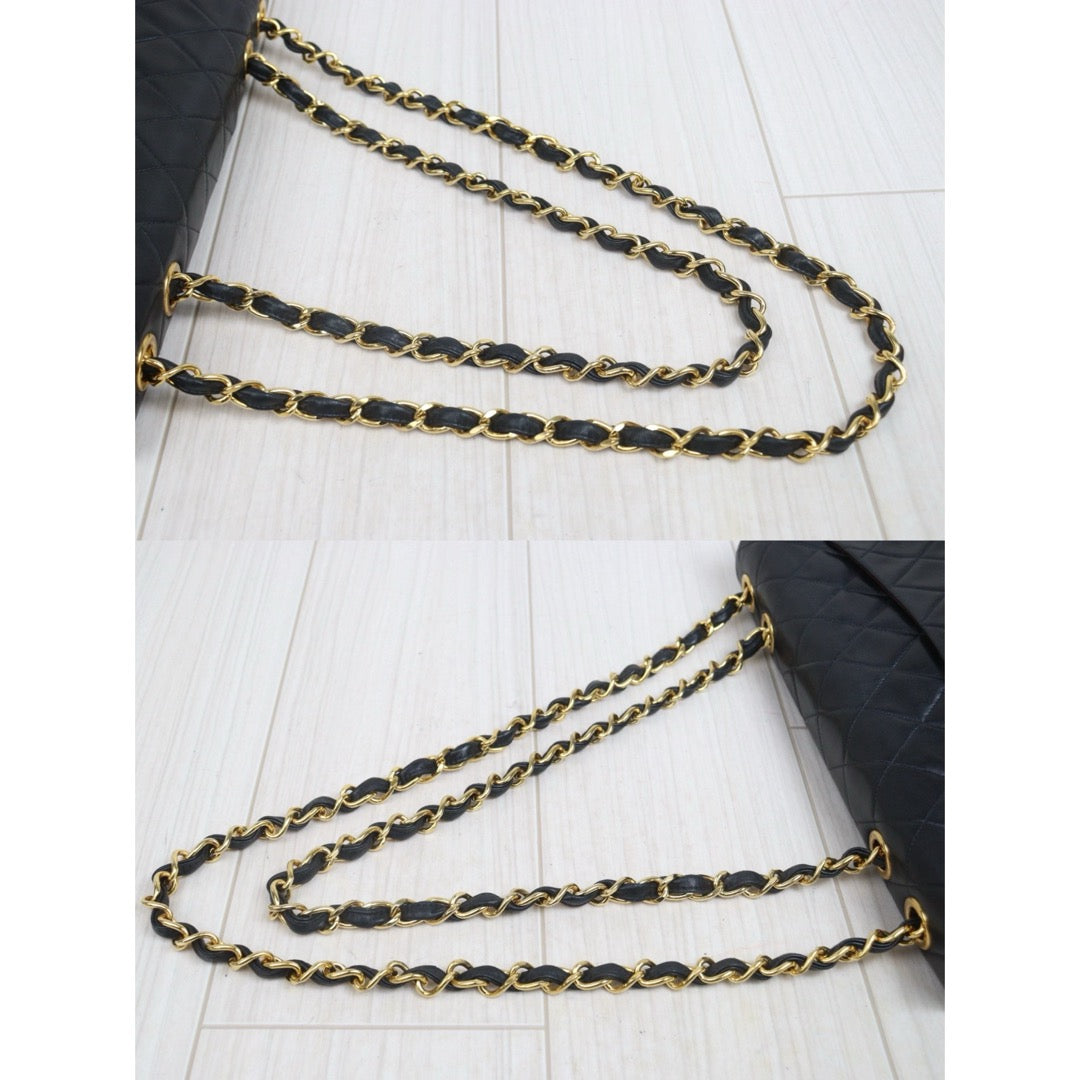 Include Entrupy Certificate of Authenticity｜Good ( Rank AB)｜CHANEL  Matrasse Chain  Lambskin Single Flap Black Shoulder Bag Large Made In 1994～1996Year｜26071310
