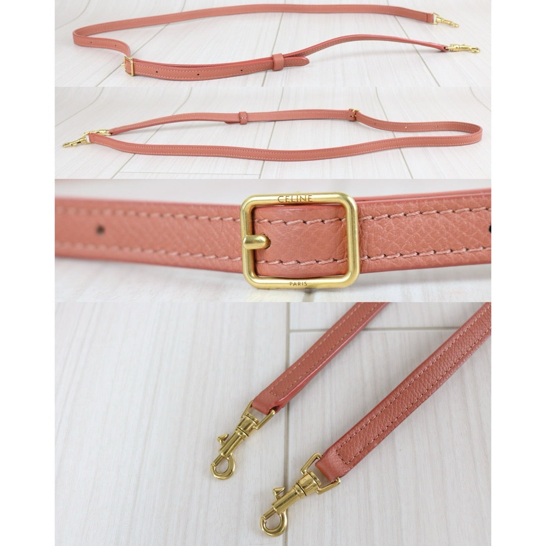 Include Entrupy Certificate of Authenticity｜Very Good ( Rank A)｜CELINE Calf Leather Belt Pico Handbag Shoulder Bag Lychee Pink｜X26051715