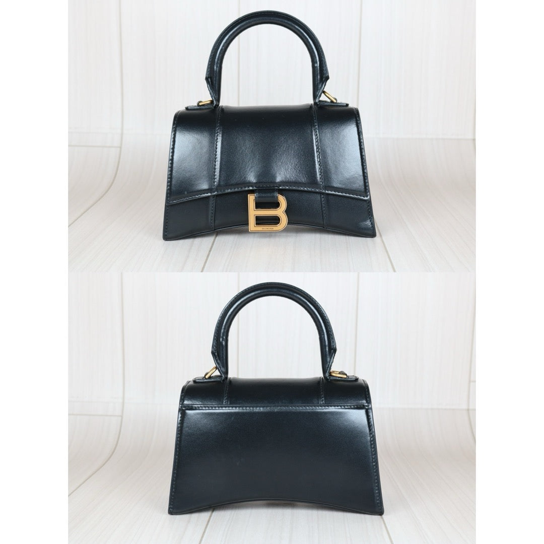 Very Good ( Rank A) ｜Balenciaga Black Calfskin Croc Embossing Handbag With Shoulder Bag ｜S24090503