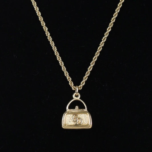 Rank A ｜ Dior CD HandBag Necklace Gold Plated ｜V23080602