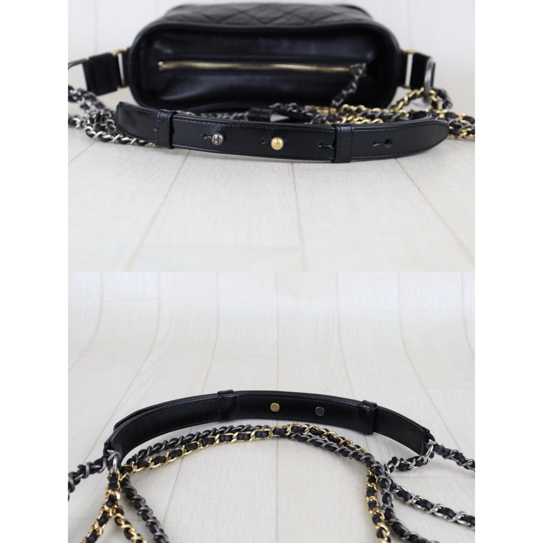 Very Good ( Rank A) ｜CHANEL PM Gabrielle Aged Calfskin Shoulder Bag Black Made in 2018 Year｜S25061201