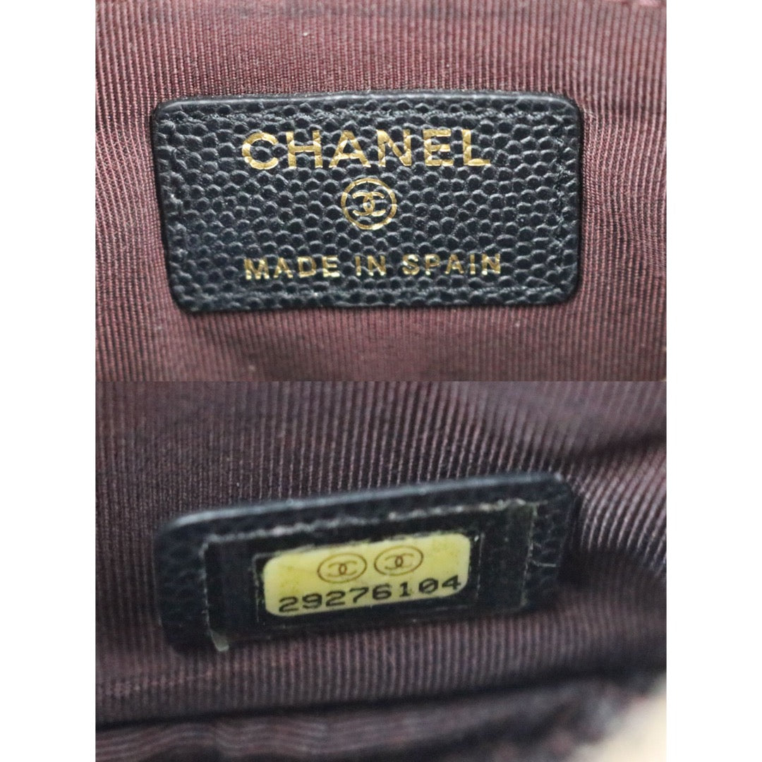 Include Entrupy Certificate of Authenticity｜Good ( Rank AB)｜ CHANEL Caviar Skin  Klassische Pochette Mit Reissverschluss  PM Black Made In 2020Year ｜X26092107