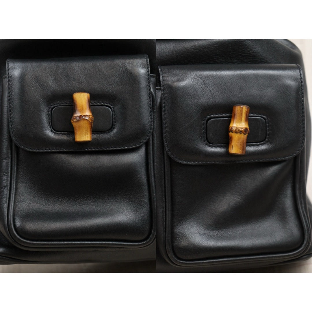 Very Good ( Rank A) ｜GUCCI Bamboo Leather GM Backpack Black｜25042120