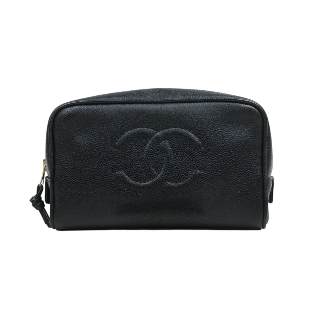 Include Entrupy Certificate of Authenticity｜Good ( Rank AB)｜ CHANEL Caviar Skin Vanity Case  Black Made In 1994-1996 Year｜26062901