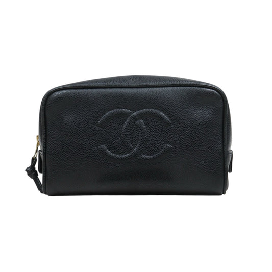 Include Entrupy Certificate of Authenticity｜Good ( Rank AB)｜ CHANEL Caviar Skin Vanity Case  Black Made In 1994-1996 Year｜26062901