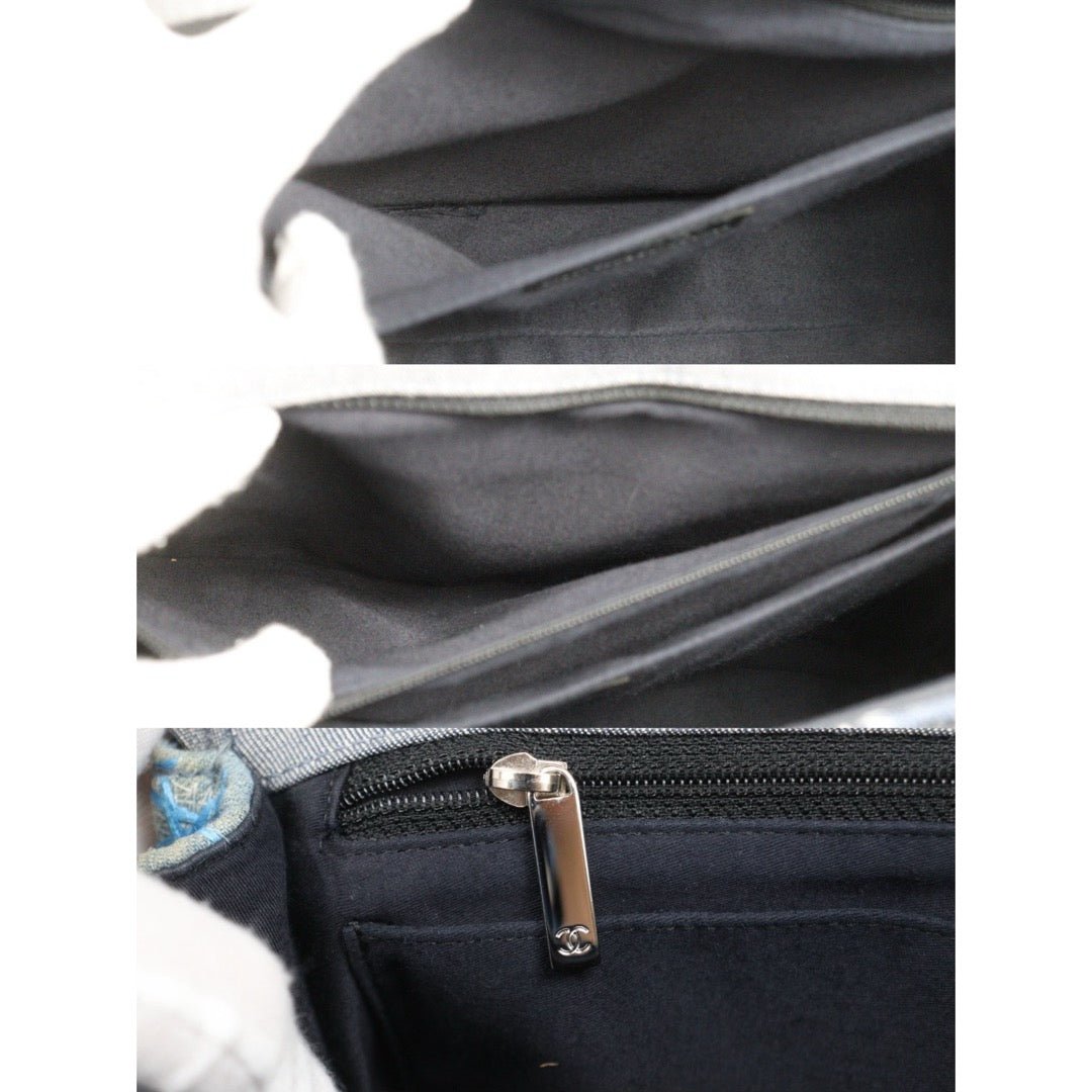 Good ( Rank AB)｜ CHANEL  Colorblock Patch Denim Single Flap Jumbo 30 Shoulder Bag Blue Made in 2014-2015Year｜S26020201