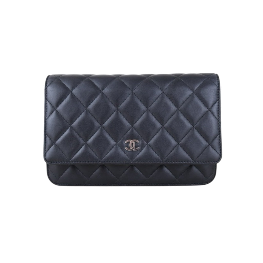 Include Entrupy Certificate of Authenticity｜Very Good ( Rank A)｜CHANEL Lamb Skin WOC Chain Bag Black  IC Chips Model｜Z26092902