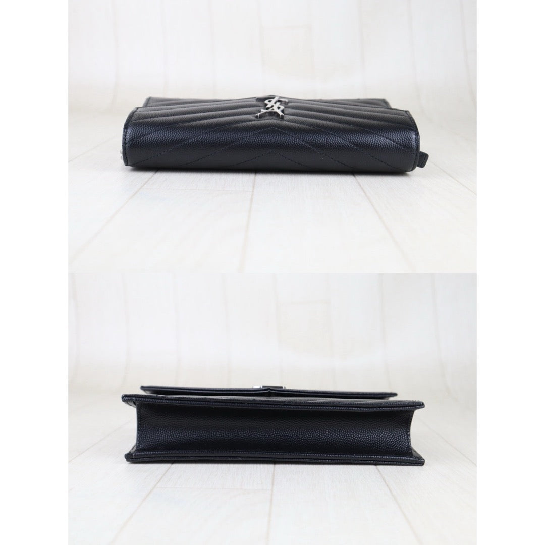 Excellent（Rank SA）｜  Saint Laurent YSL Caviar Skin Calf Leather Wallet Black｜S25092805