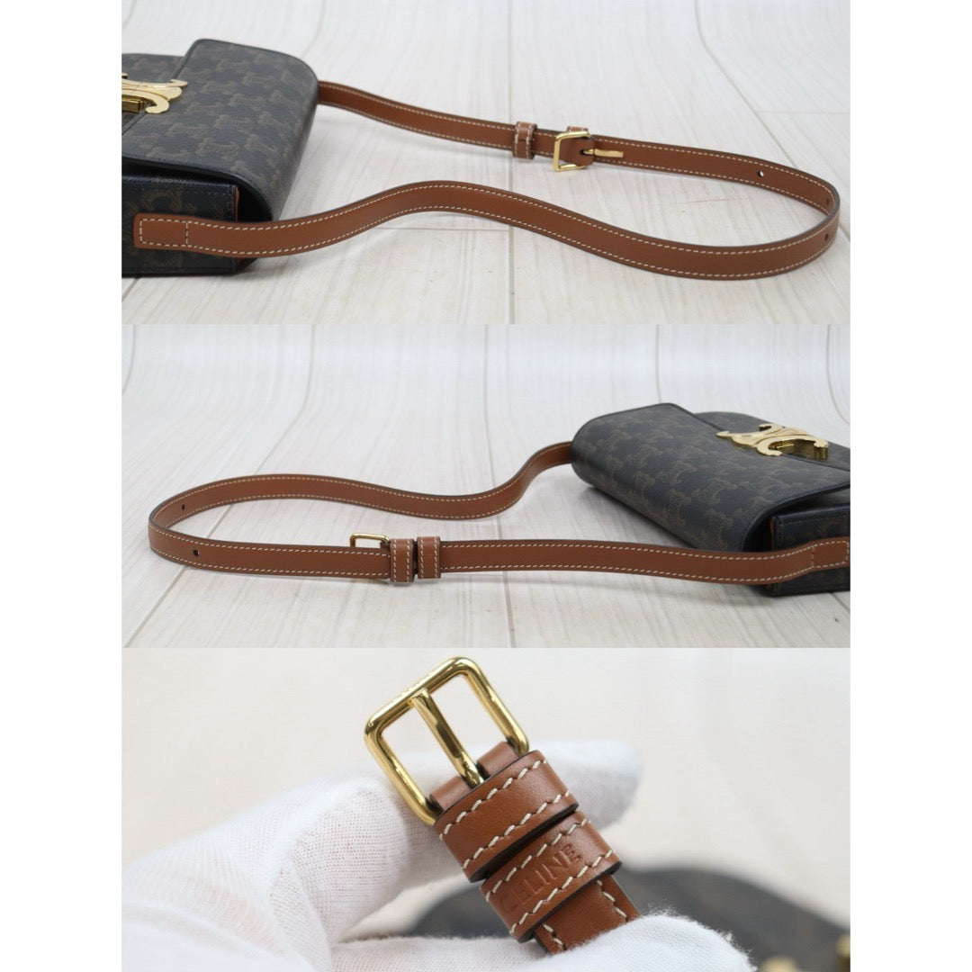 Very Good ( Rank A)｜ CELINE Macadam Triomphe Shoulder Bag  Golden Hardware｜S25110416