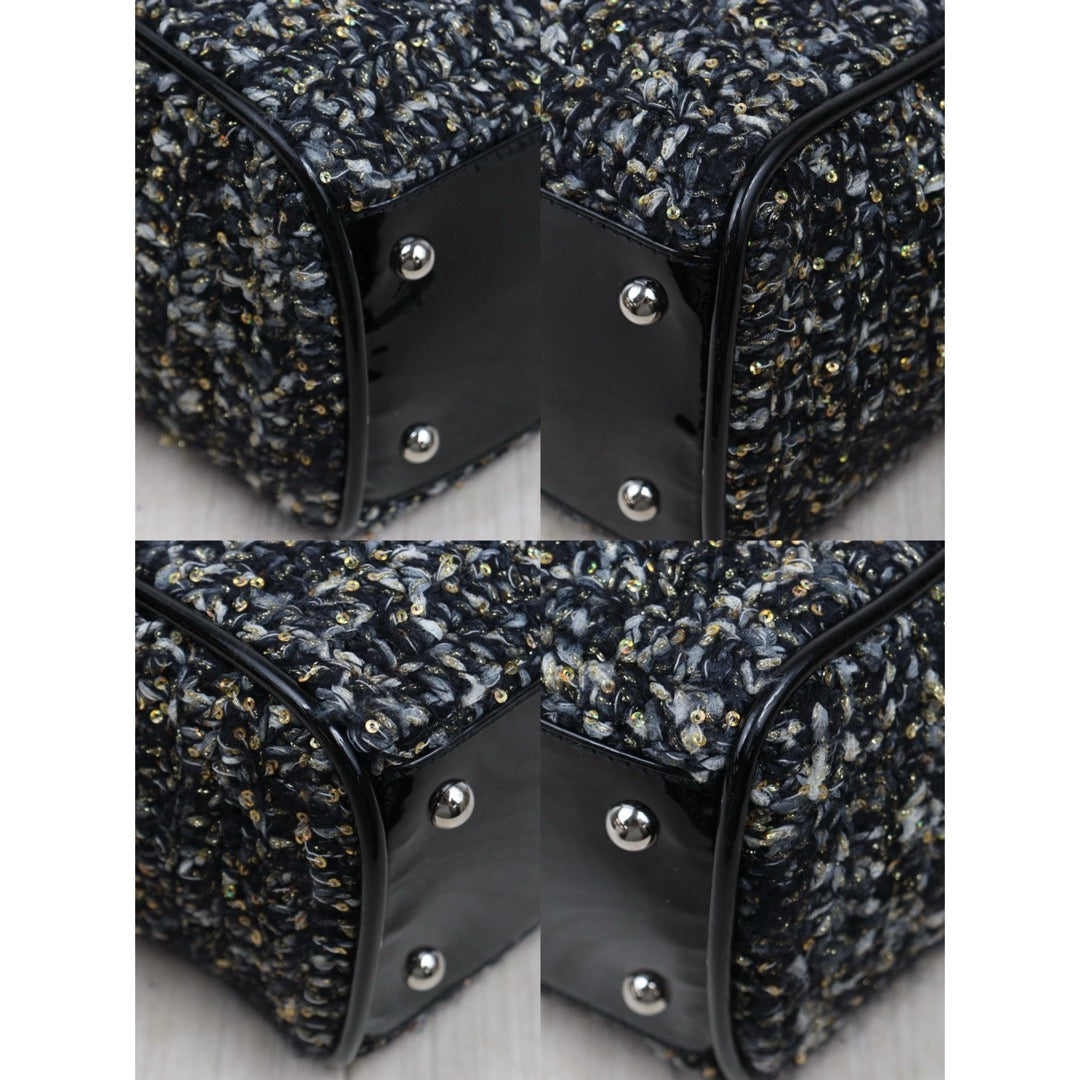 Include Entrupy Certificate of Authenticity｜Good ( Rank AB) ｜ CHANEL  Woolen Matrasse Chain 2 Way ToteBag Shoulder Bag Black Made In 2009-2010Year ｜A26042106