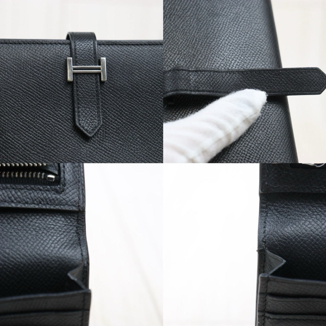 Good ( Rank AB)｜ HERMES  Epsom Leather Long Bearn Wallet Black □P Stamp Made In 2012Year｜S25110419