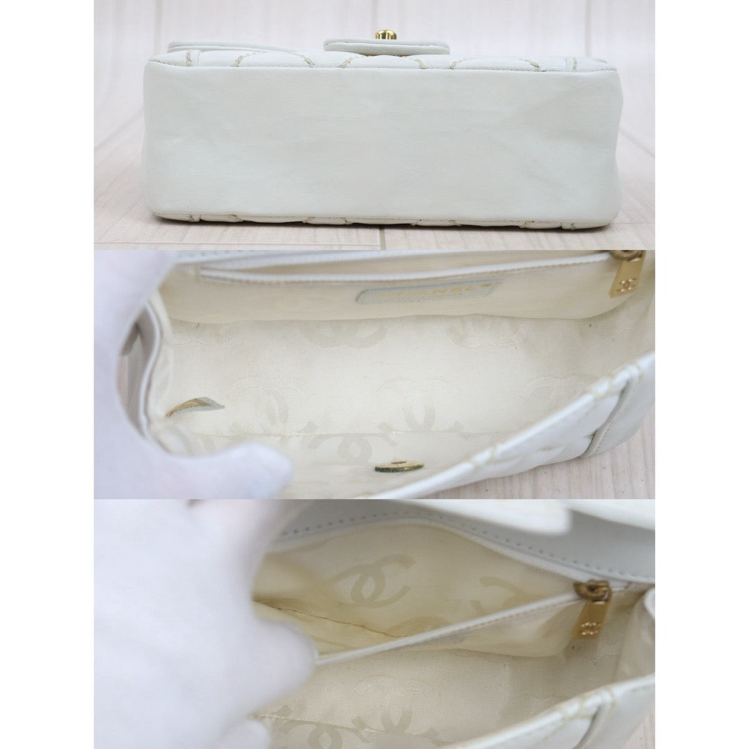Good ( Rank AB)｜CHANEL Calf Leather White Mini  Vintage Kelly Handbag  Made In 2004-2005Year｜Y25110418