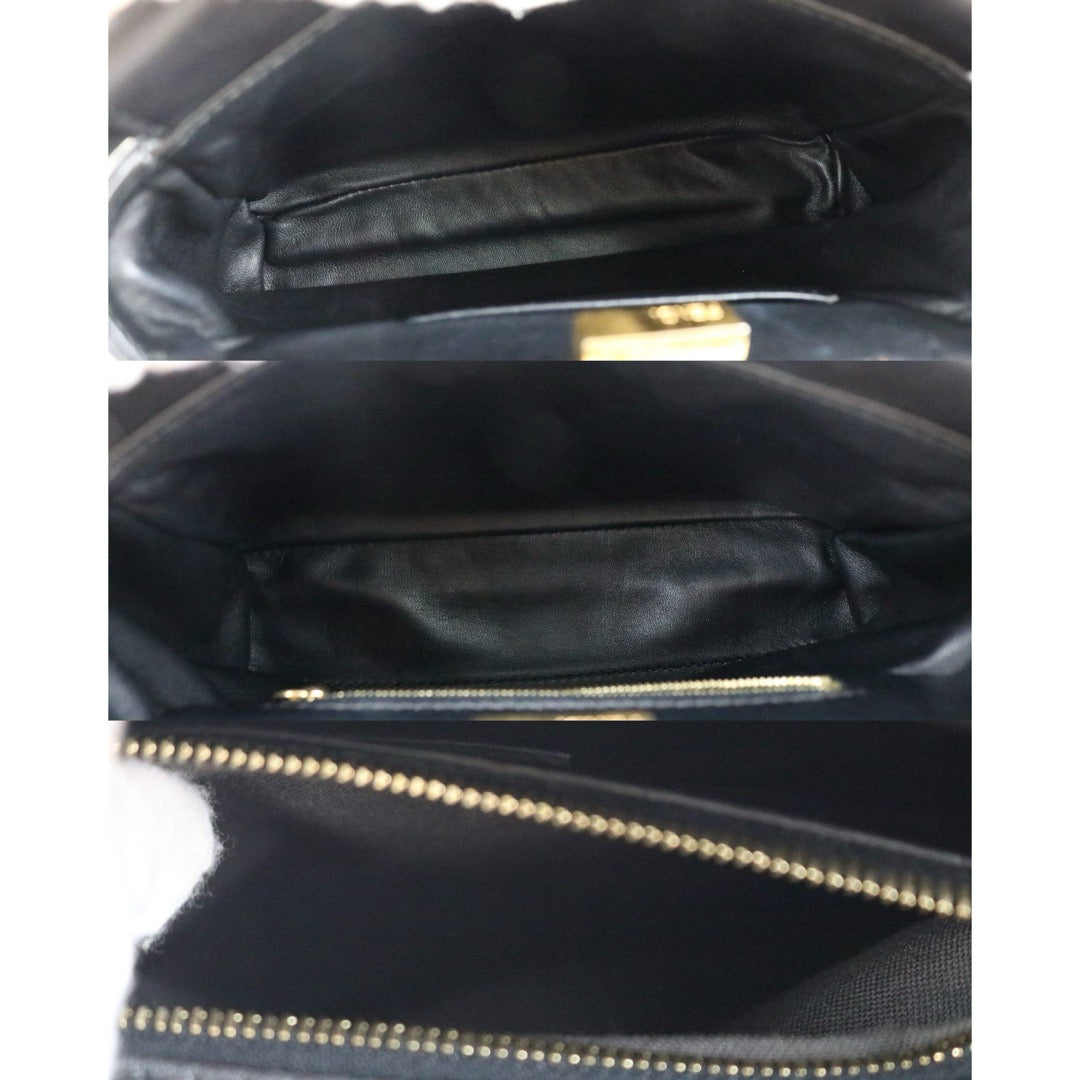 Include Entrupy Certificate of Authenticity｜Good ( Rank AB) ｜ FENDI Calf Leather Peekapoo iconic mini Handbag With Shoulder Bag Black｜S26062902