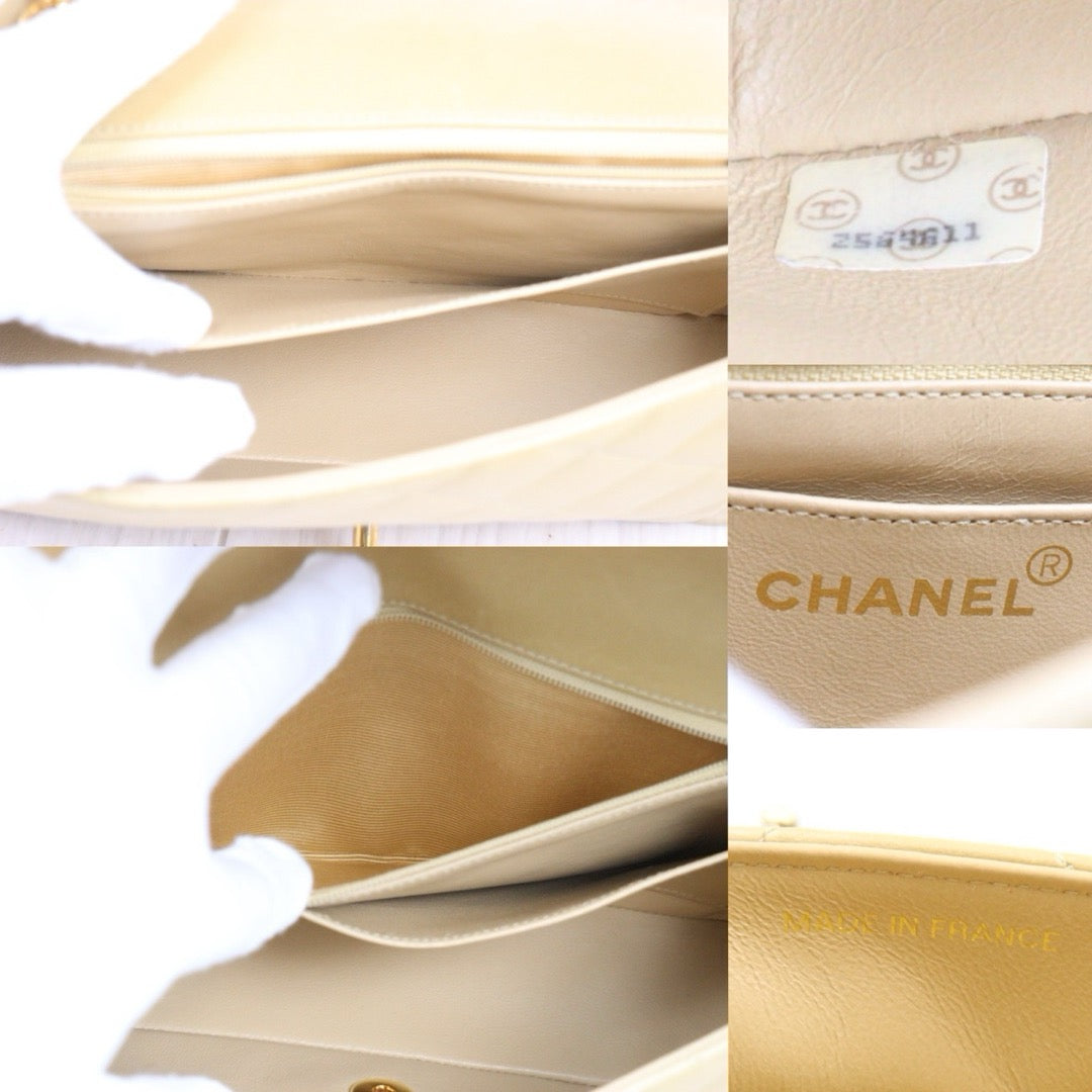 Good ( Rank AB)｜ CHANEL Matrasse Diana 25 Lamb Skin Chain Bag Beige Made in 1991-1994 Year｜V24122601