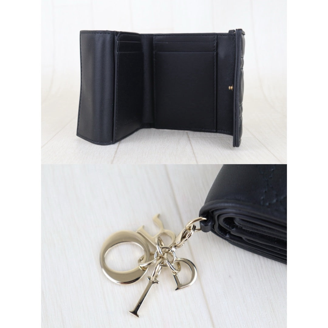 Very Good ( Rank A)｜ Dior Lamb Skin Black Wallet｜S25100503