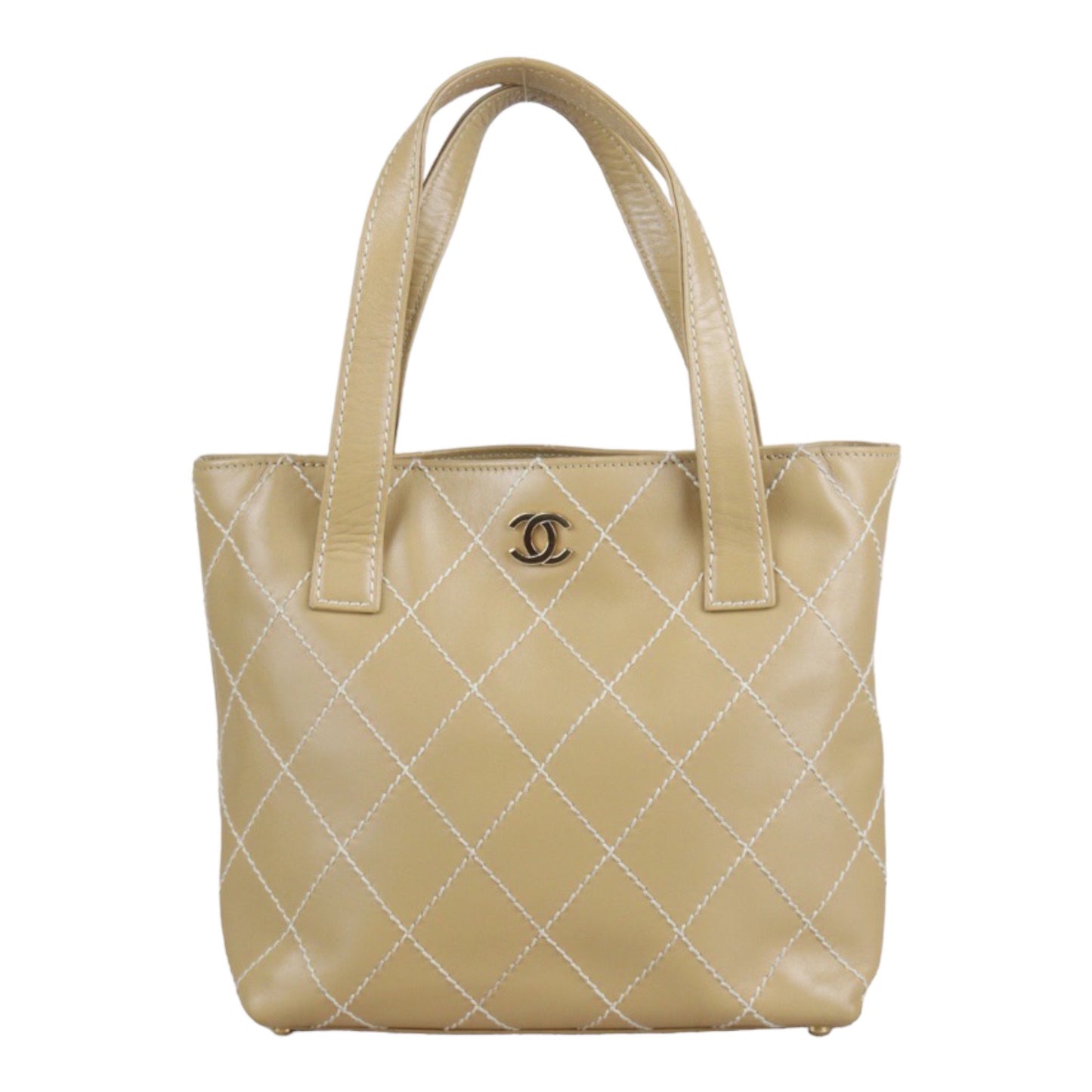 Rank AB ｜Chanel Lamb Skin Wild Stitching Coco Mark HandBag Made In 2002～2003 Year｜V23091511