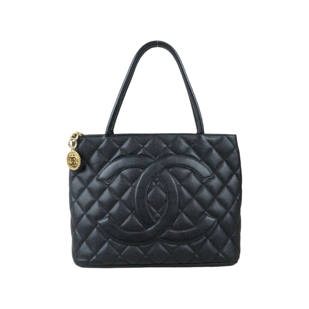 Rank AB｜ CHANEL Caviar Skin Leather Calf Leather Tote Bag Black Made In 2000～2002Year｜V24082014