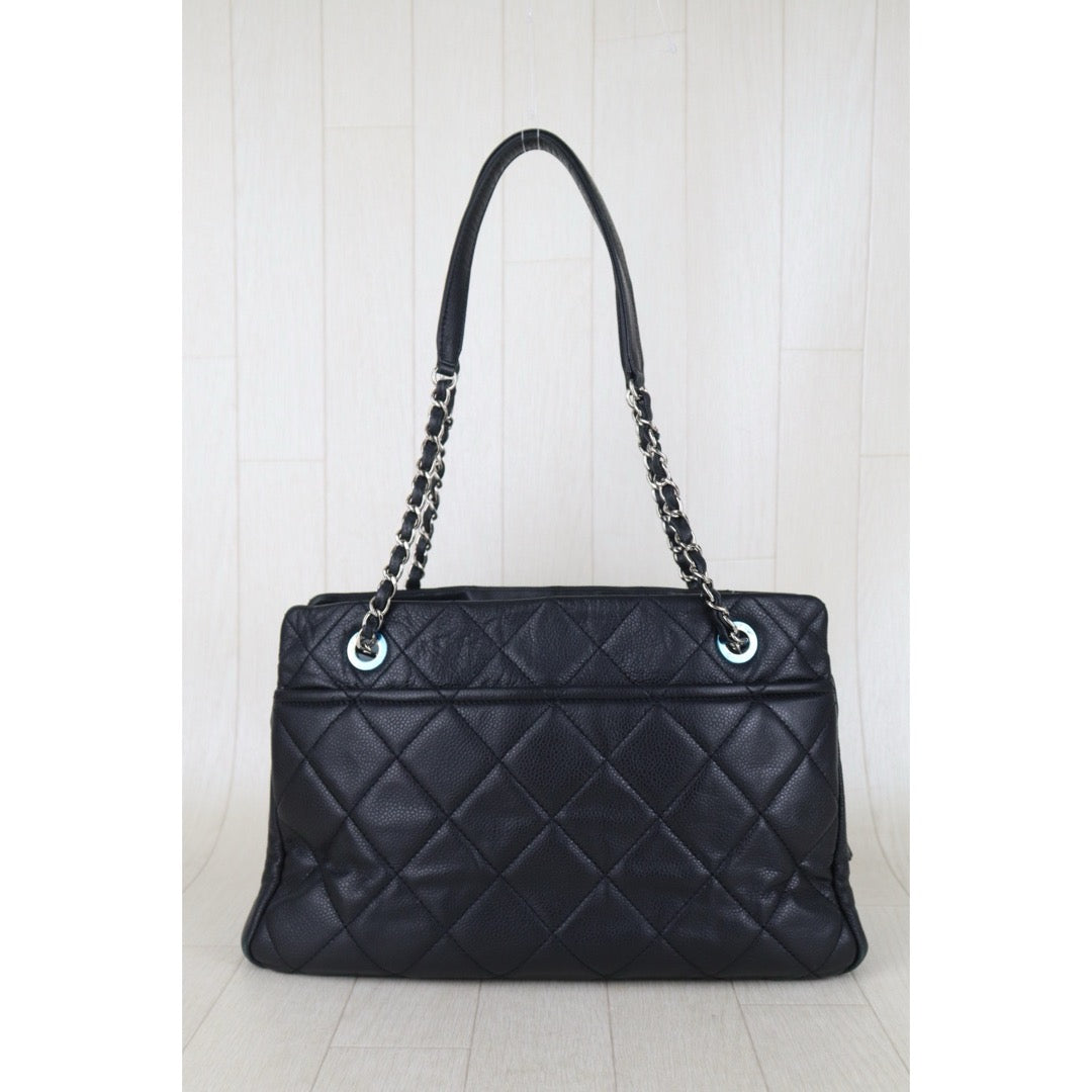 Include Entrupy Certificate of Authenticity｜Good ( Rank AB)｜ CHANEL Calf Leather  Matrasse Chain Tote Bag Black Made In 2013～2014Year｜S26060105