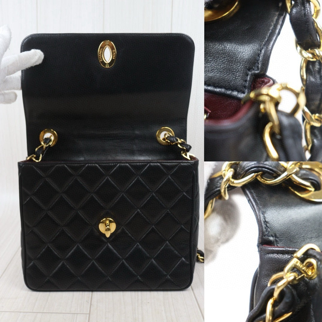 Very Good ( Rank A) ｜ CHANEL Black Lanbskin Square 25 Shoulder Bag Made In 1994～1996Year ｜24102201