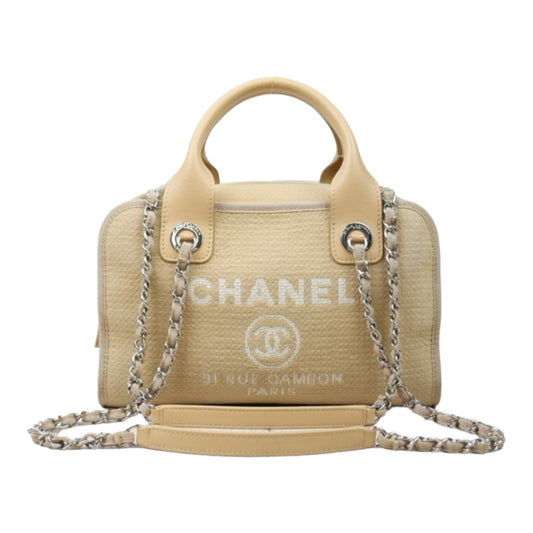 Very Good ( Rank A)｜ CHANEL Canvas  Bowling Bag Beige｜S24042502