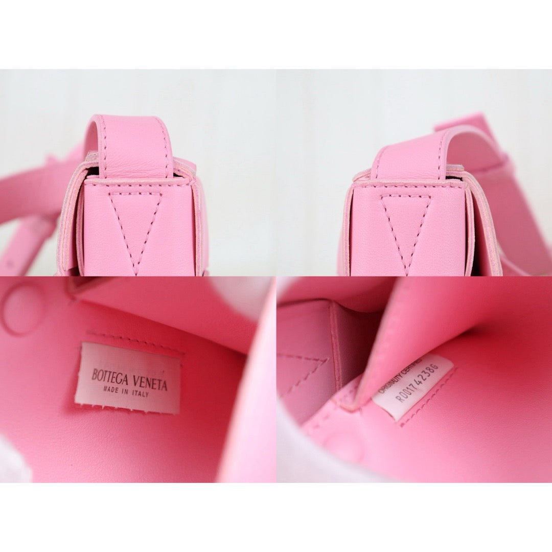 Include Entrupy Certificate of Authenticity｜Very Good ( Rank A)｜ Bottega Veneta Lamb Skin 2020 Cassette Shoulder Bag Pink｜S26041411