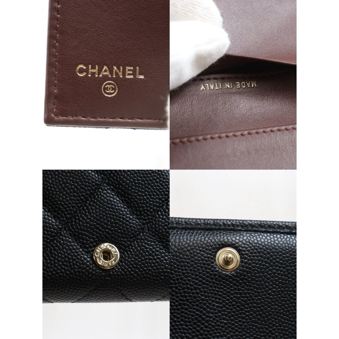 Include Entrupy Certificate of Authenticity｜Very Good ( Rank A)｜Full Set Chanel Caviar Skin Black Wallet Made In 2018-2019 Year ｜26061109