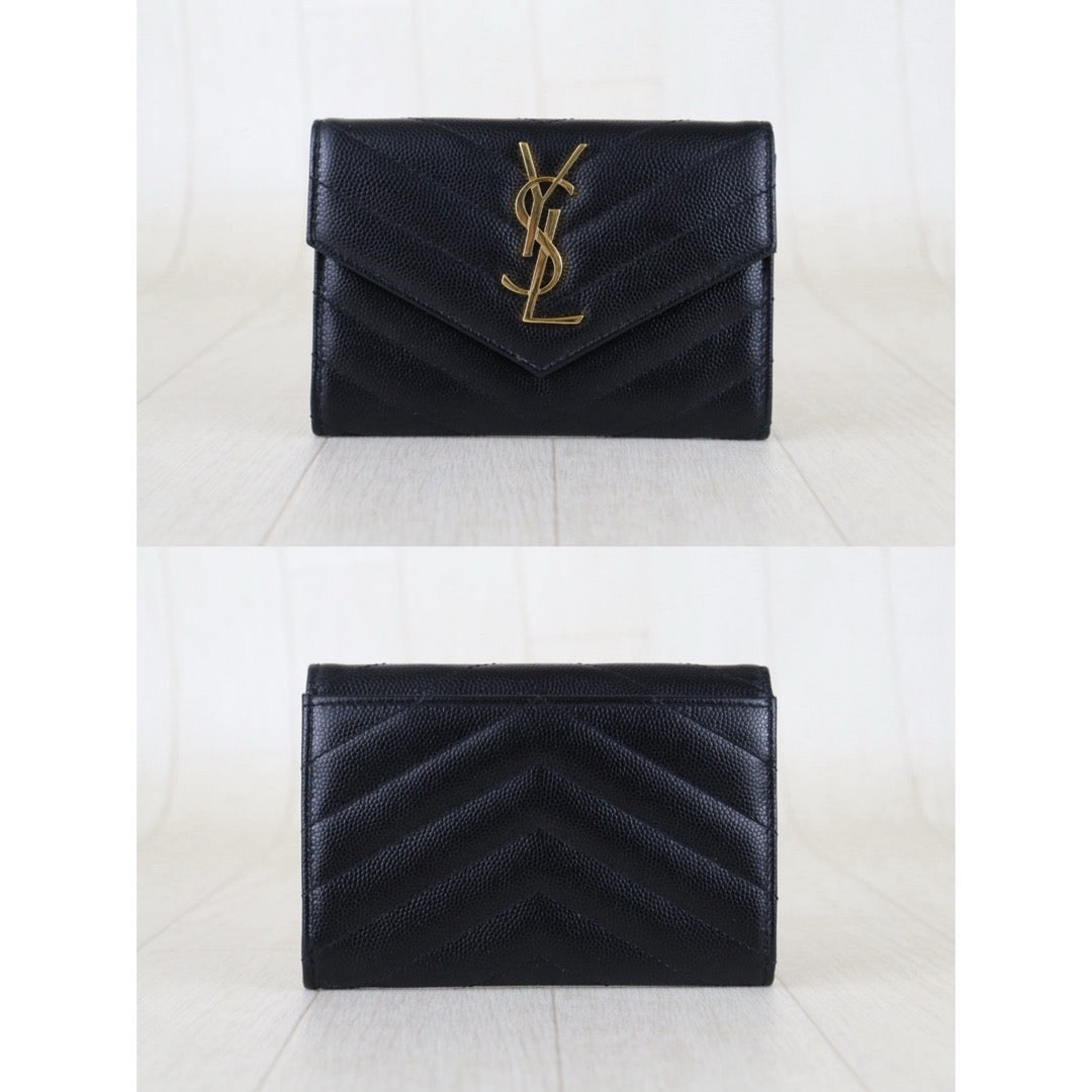 Include Entrupy Certificate of Authenticity｜Excellent（Rank SA）｜  Saint Laurent YSL Caviar Skin Calf Leather  Card Holder Black｜S26030819