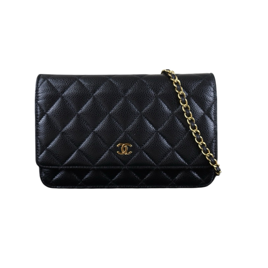 Include Entrupy Certificate of Authenticity｜Very Good ( Rank A)｜CHANEL Caviar Skin WOC Chain Bag Black  IC Chips Model｜S26090704