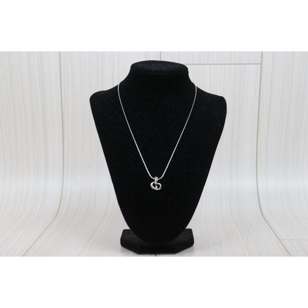 Very Good ( Rank A) ｜ Dior CD  Rhinestone Necklace Silver ｜V25121117