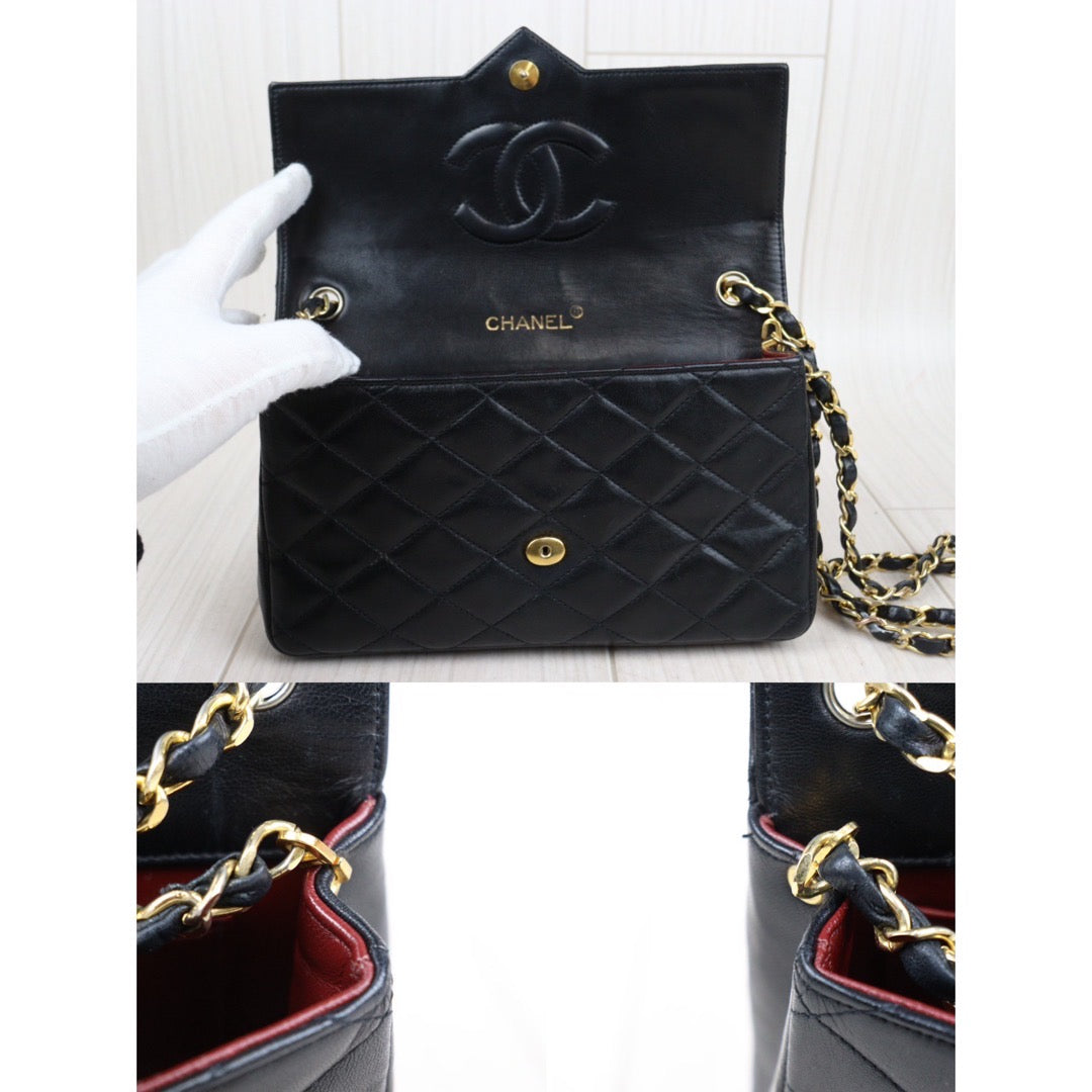 Rank AB ｜ CHANEL Matrasse Lambskin Shoulder Bag Black Made In 1986-1988Year｜23122106