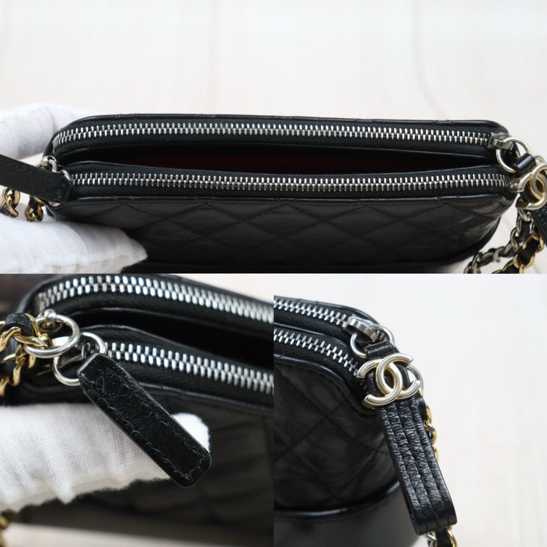 Very Good ( Rank A)｜CHANEL Mini Gabrielle Aged Calfskin Shoulder Bag Black Made in 2019-2020Year｜S25033009