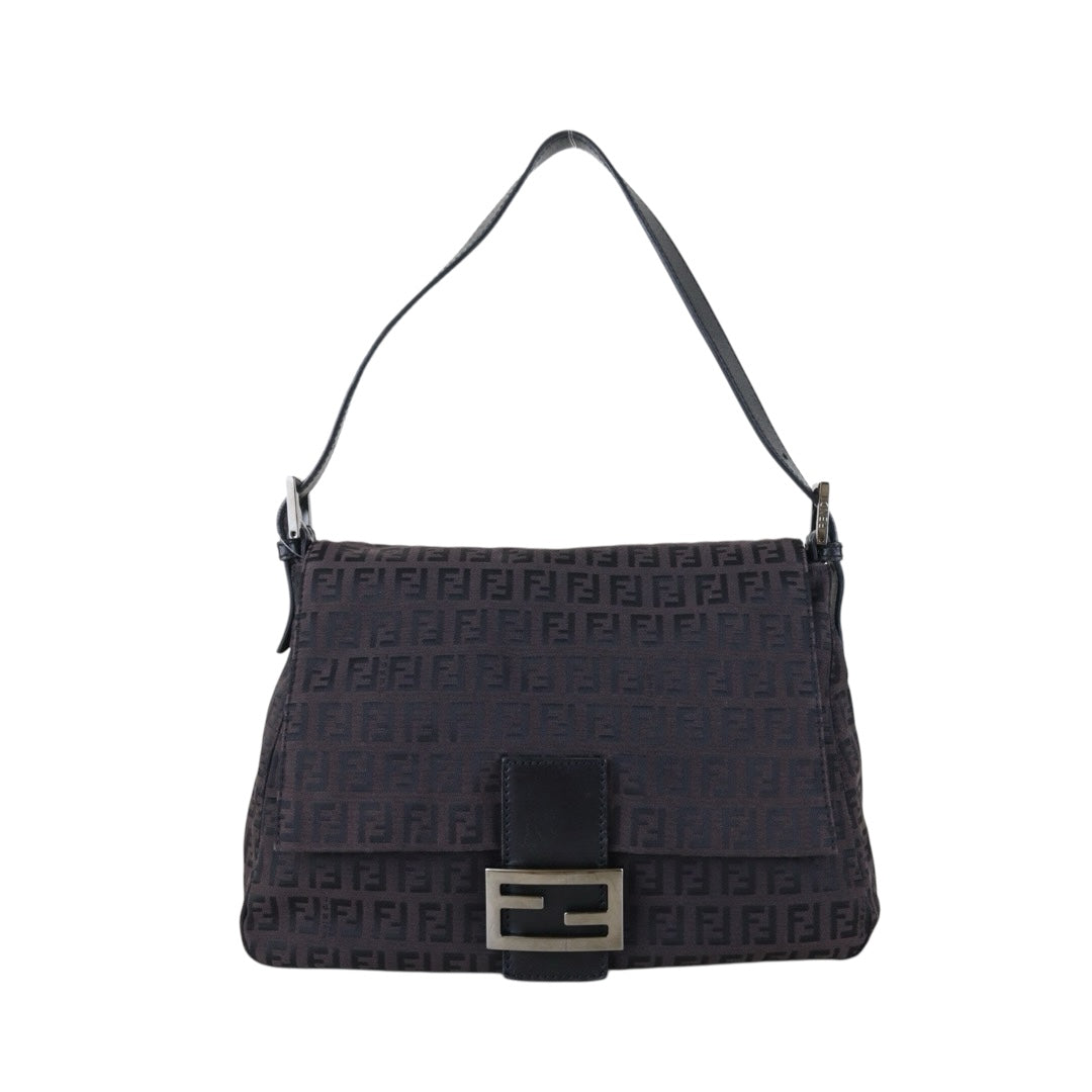 Include Entrupy Certificate of Authenticity｜Good ( Rank AB)｜ FENDI Zucca Mamma Baguette Shoulder Bag Brown｜Z26092102