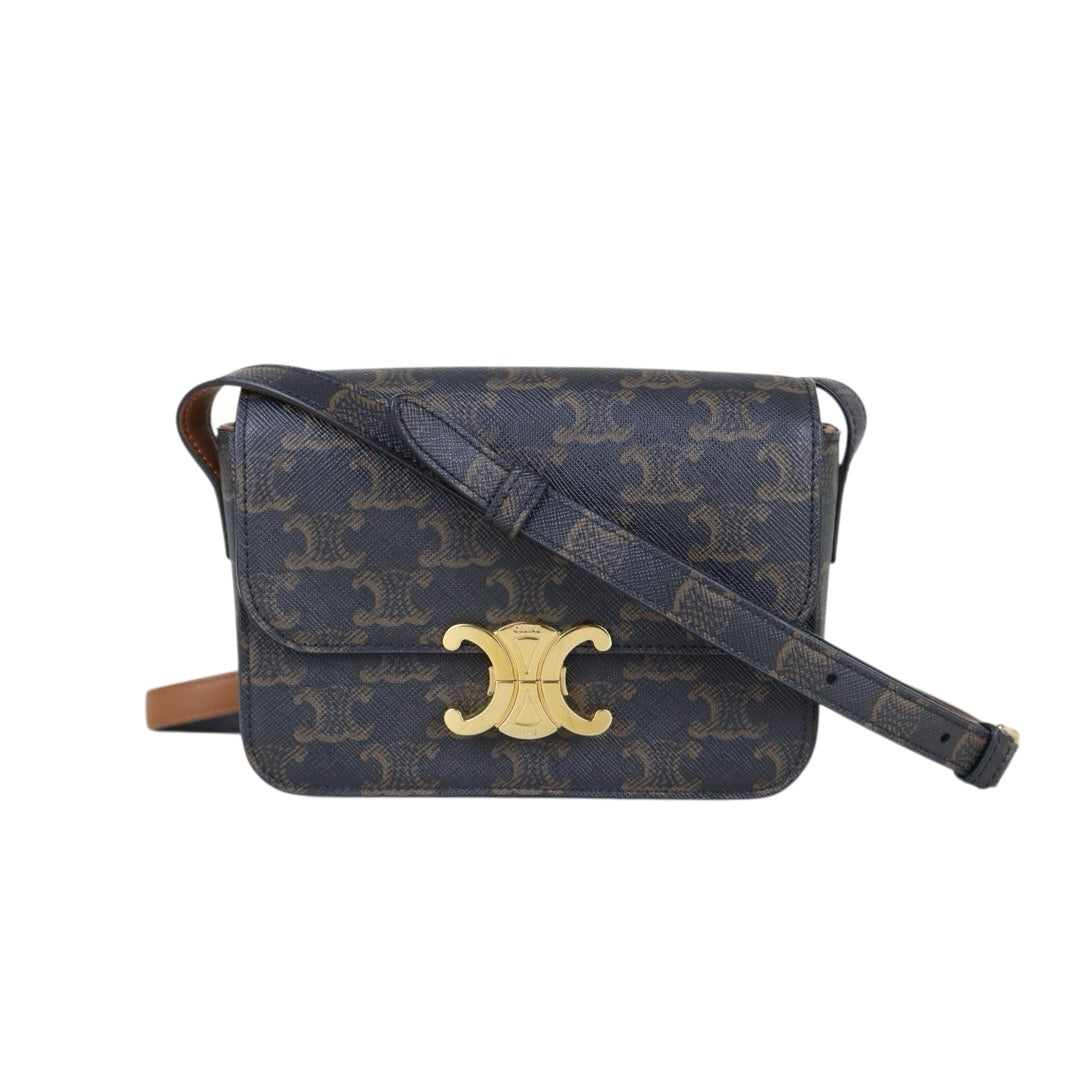 Include Entrupy Certificate of Authenticity｜Very Good ( Rank A) ｜ CELINE Macadam Triomphe Teen Shoulder Bag｜S26030101
