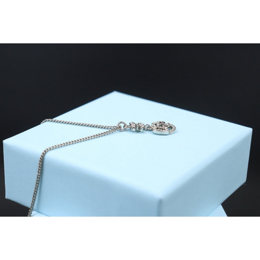 Very Good ( Rank A)｜ CHANEL COCO Mark Silver Plating Diamond Necklace  ｜P24110119