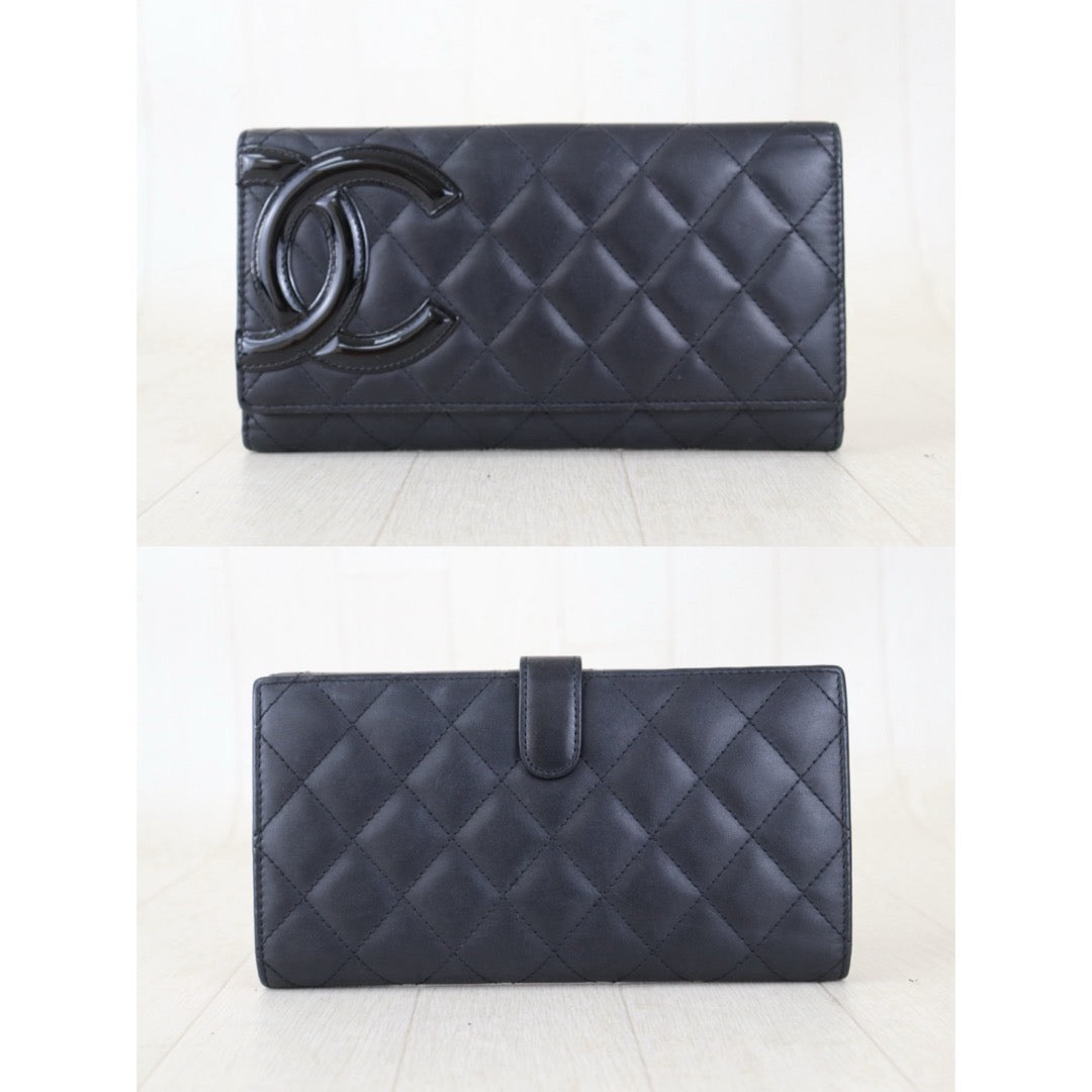 Include Entrupy Certificate of Authenticity｜Good ( Rank AB) ｜ CHANEL Cambon Long Wallet Black Made In 2013-2014 Year｜Z26101102