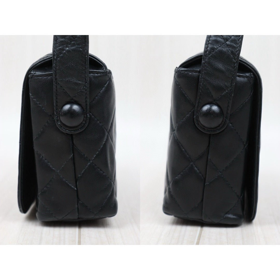 Good ( Rank AB)｜ CHANEL Matrasse Lamb Skin Single Flap Shoulder Bag Black Made In 1994-1996 Year  ｜P25041403