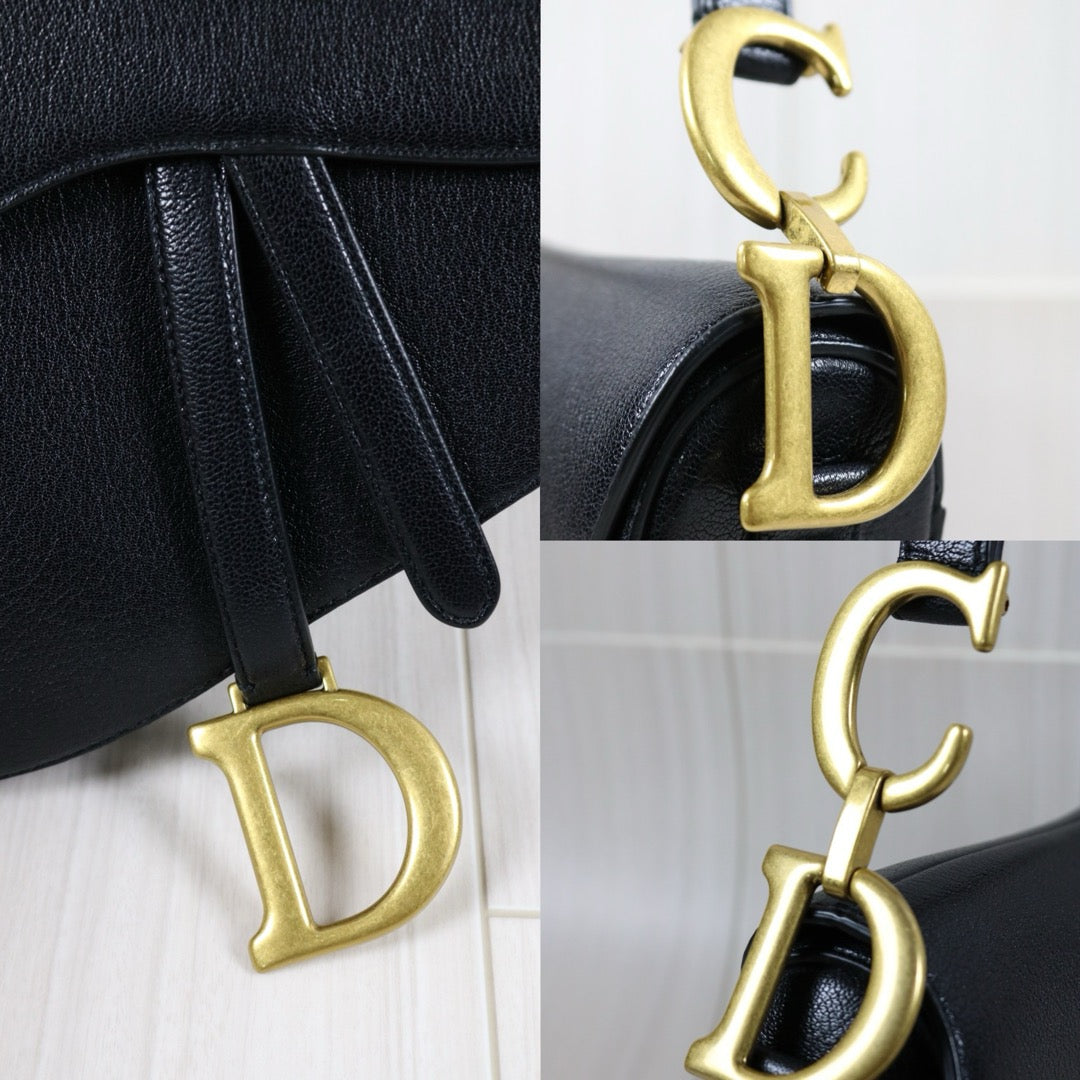 Rank A ｜ Dior Calf Skin Saddle Bag Black Medium ｜S24031502