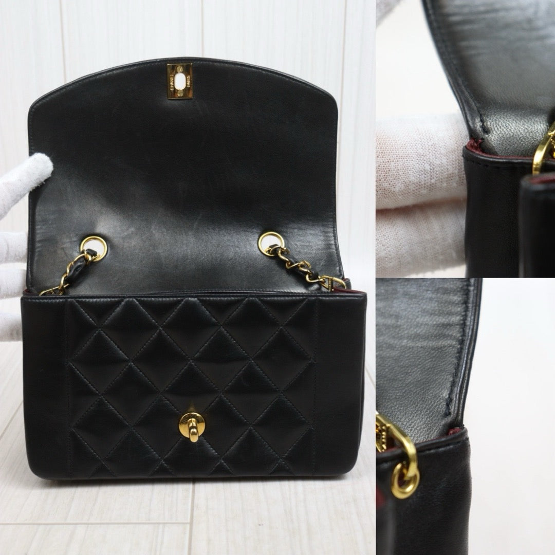 Include Entrupy Certificate of Authenticity｜Good ( Rank AB)｜ CHANEL  Lamb Skin Matrasse Chain  Diana 22 Shoulder Bag Made in 1991-1994Year｜26040604