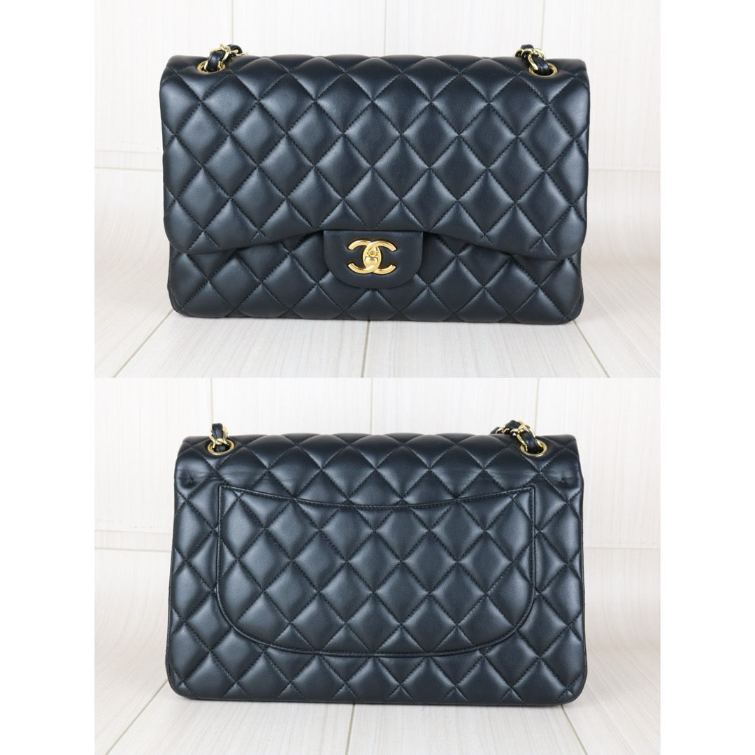 Very Good ( Rank A)｜ CHANEL Matrasse Chain Lamb Skin Jumbo Black  Made In 2014 Year｜S25092401